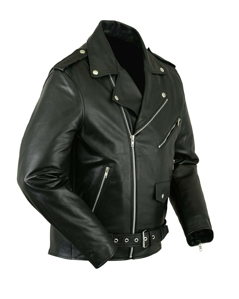 ＊新品未使用＊o Bresci CLASSIC JACKET M MIRZAYA Men's Classic Black Brando Biker Genuine Leather
